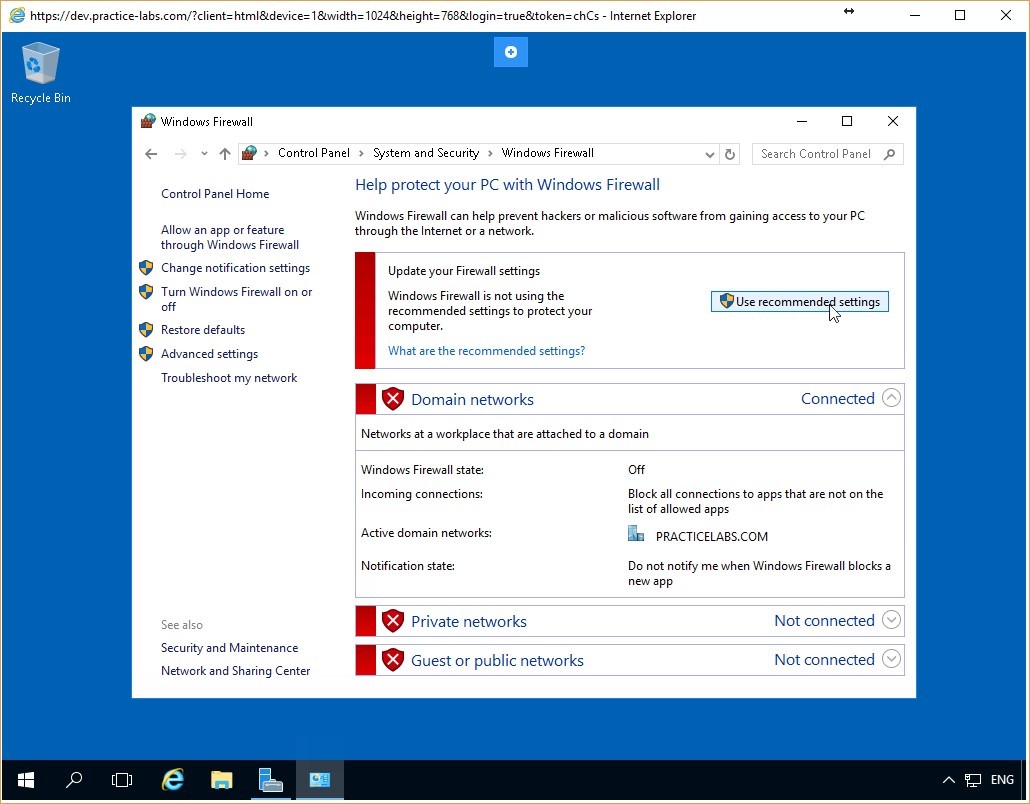 Figure 3.3 Screenshot of the PLABDC01 desktop